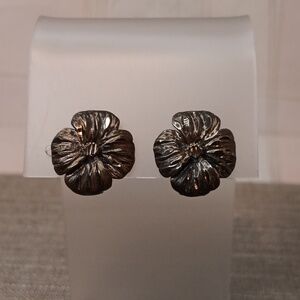 Sterling Silver Flower Clip Earrings